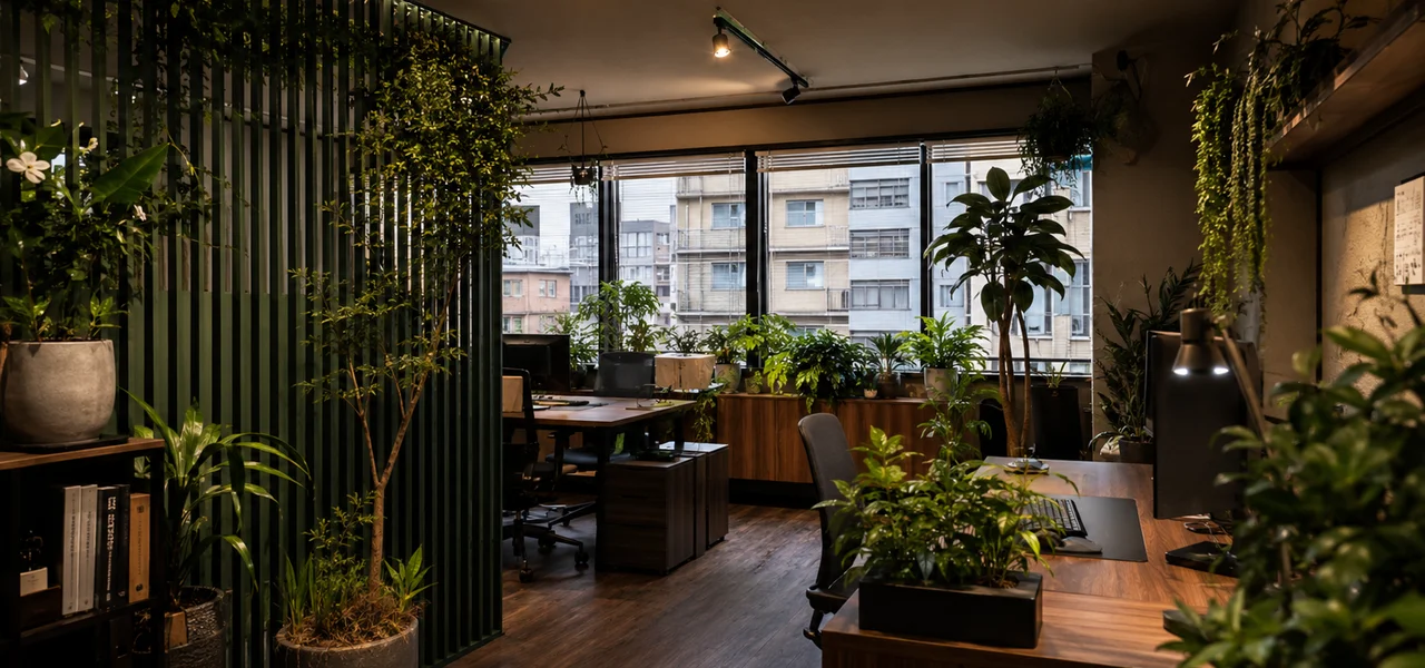 観葉植物を取り入れたリフレッシュスペース